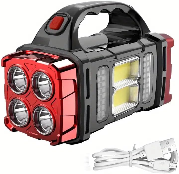 Rechargeable Camping Lantern Flashlight – Solar & USB Powered Torch Light with 4 Light Modes, 40 LEDs & COB Bulbs – High Lumens Portable Spotlight with Handle, Emergency Outdoor Torch Light