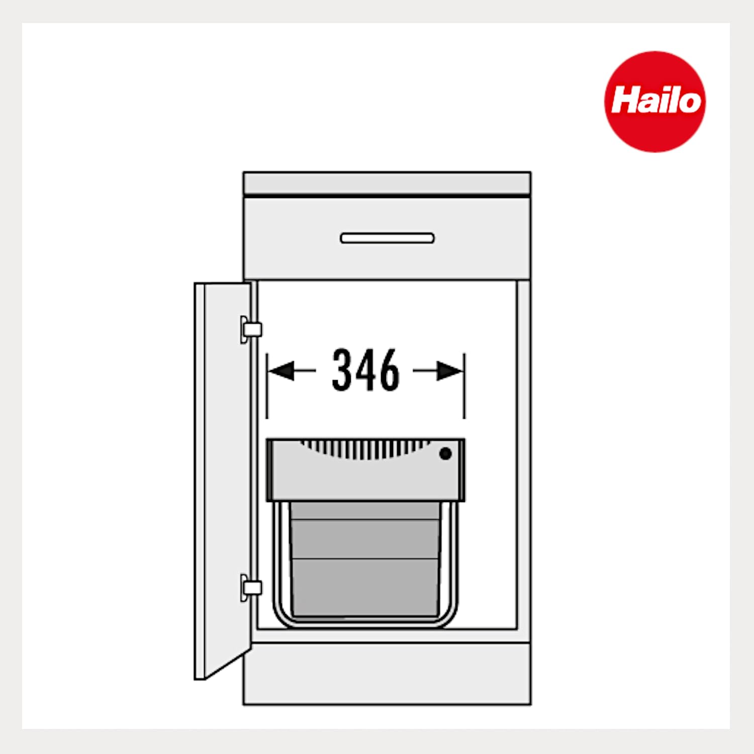 Hailo Abfallsammler 3643141 | 4x 8,5 Liter | Einbau Mülleimer für 40 cm Unterschrank | Mülltrennsystem mit Vollauszug | Raumspar-Tandem | Mülleimersystem Küche | Ein Biomüll Deckel inkl.