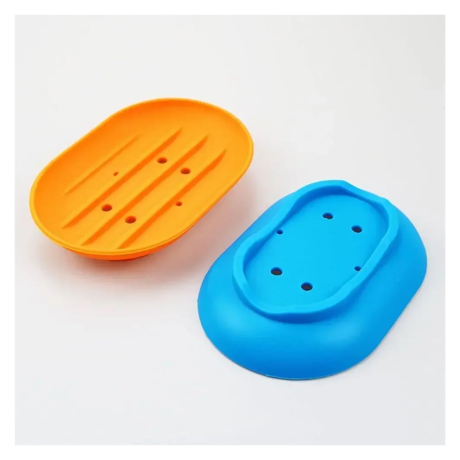 Jabonera de Silicona Antideslizante (3 Unidades), escurridor, Ovalada, sin Perforaciones para Baño(Green)