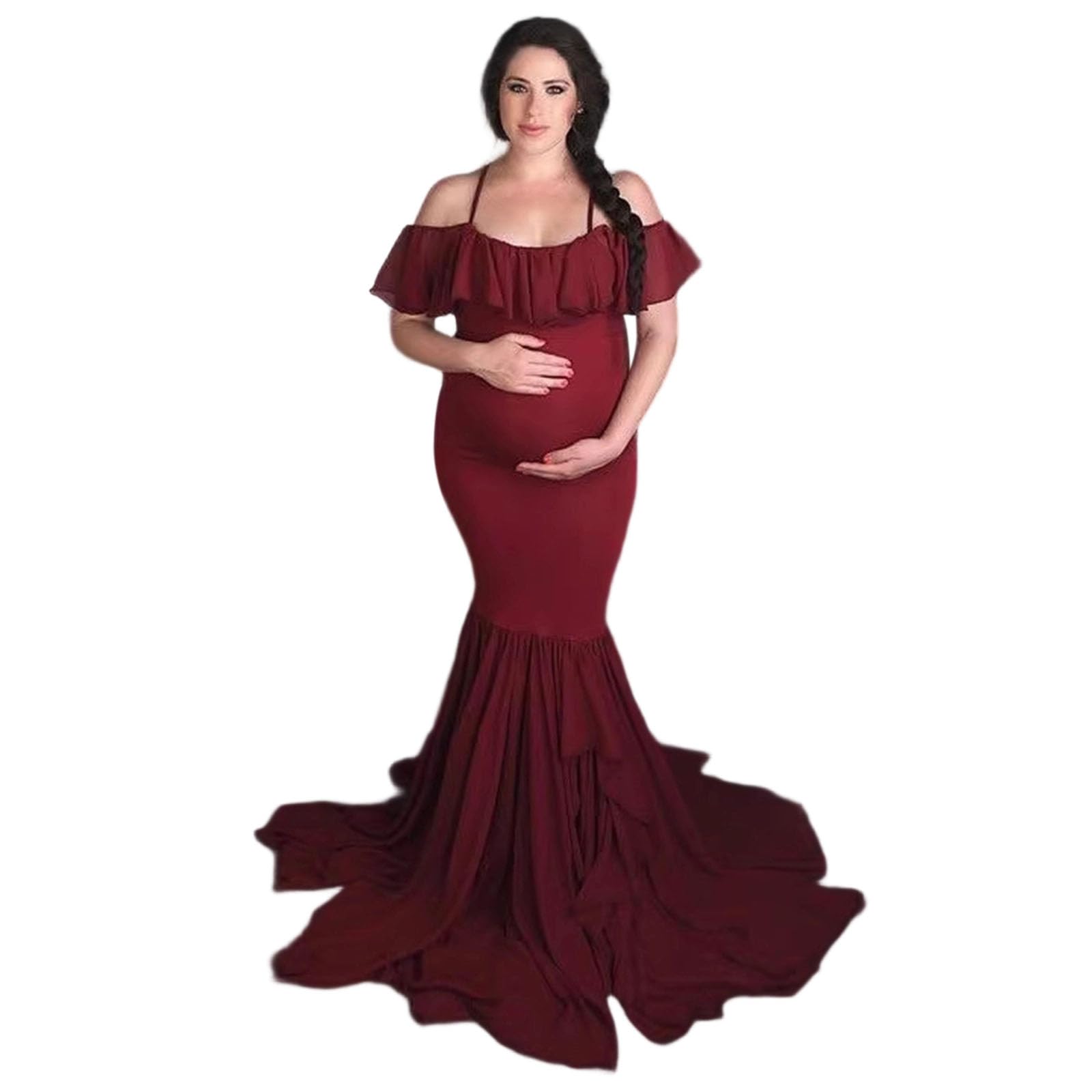 Vestido de Maternidad con diseño de Longitud en acrílico Transpirable para facilitar Uso Cómodo Vestido de Maternidad con diseño de Longitud