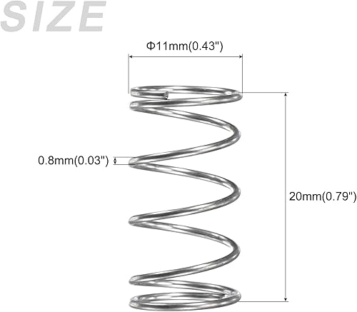 Miniatura 28 de METALLIXITY Resortes de compresión (0.020 x 0.118 in de diámetro exterior, 0.787 in de longitud libre) 20 unidades, resorte de extensión de acero