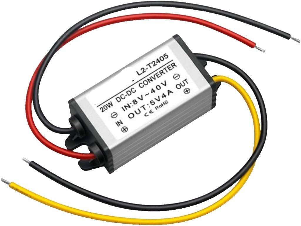 12v24v to 5v DC Power Converter 24V to 5V Automotive Voltage Regulator 12V to Step-Down Supply Module(12V24V to 5V 4A Aluminum)