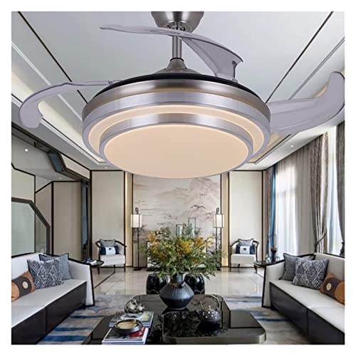 Ventilateur de plafond rétractable avec lumière LED et télécommande pour salon - 5