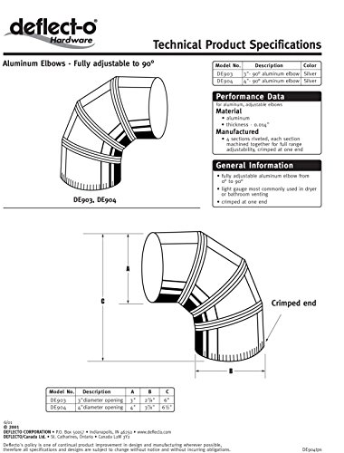 Deflecto DE904 Aluminum Dryer Vent Elbow thumb #1