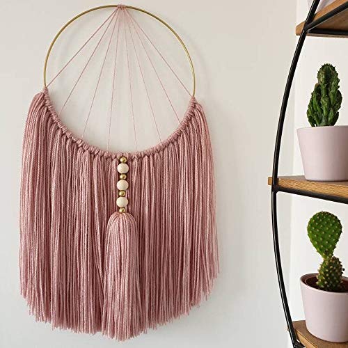 image for HOHIYA 19 Inch Metal Floral Hoop Wreath 4pcs Large Gold Craft Macrame 
