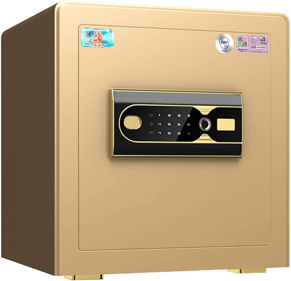 Box, CSP Certified Home Small Safe, Intelligent Anti-Theft, Quick Response, Thick and Stable Safe/Golden / 39×35×40cm