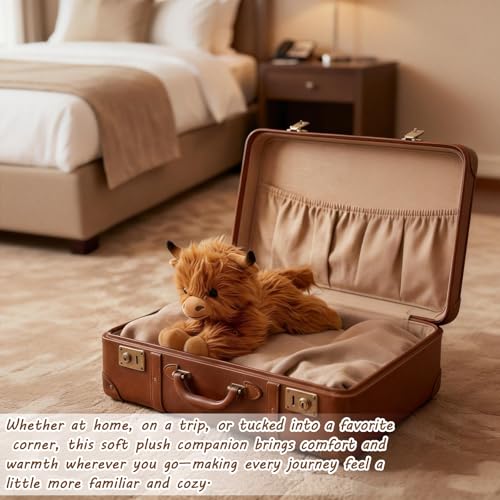 GYHWOFUL Highland Cow Kuscheltier/Hochlandrind Kuscheltier 36 cm – Weiches Plüschtier Kuh für Kinder & Erwachsene, Umarmbar, Niedlich, Reise-Kissen
