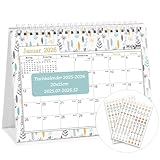 MOKANI Tischkalender 2025-2026, Kleiner Monatskalender 2026 von Juli 2025 bis Dezember 2026, 18 Monate Schuljahr Flip-Tischkalender mit 234 Aufklebern - 20x15cm