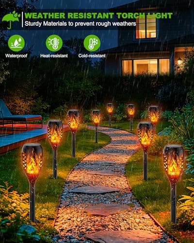 Giliwosy Solarleuchten für Außen Gartendeko, 6 Stück Lagerfeuer‌-Design – Ansicht 2