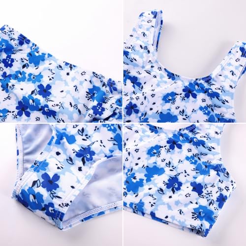 Image of GRACE KARIN Girls Bathing Suit Adjustable Taniki Swimsuit Tie Front 4 Piece Bikini Set with Kimono Cover Up 6-14