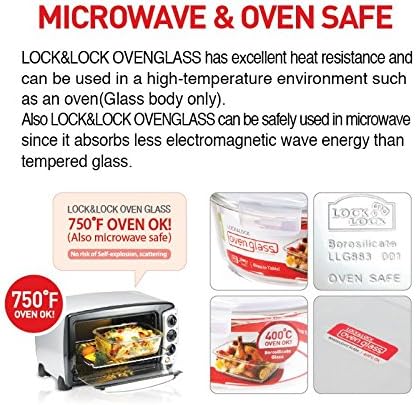 Miniatura 5 de LOCK & LOCK Purely Better - Recipiente de almacenamiento de alimentos de vidrio con tapa de ventilación de vapor, redondo, 32 onzas, transparente