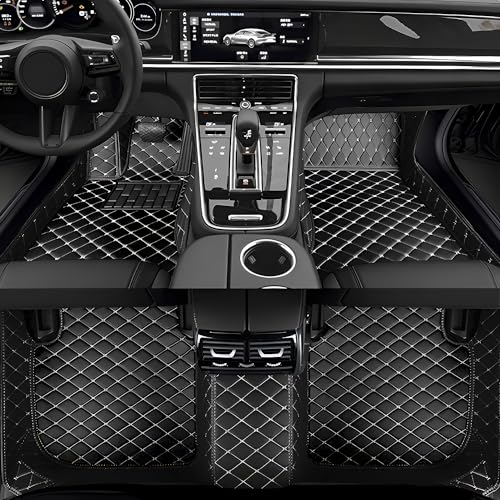 Custom Personalized Floor Mats for Cars，Luxury Full Coverage All Weather Car Floor Mats，Anti-Slip Leather Car Mat Set ，Custom Floor Mats for 99% of Cars, Trucks & SUVs (Black 8 White)
