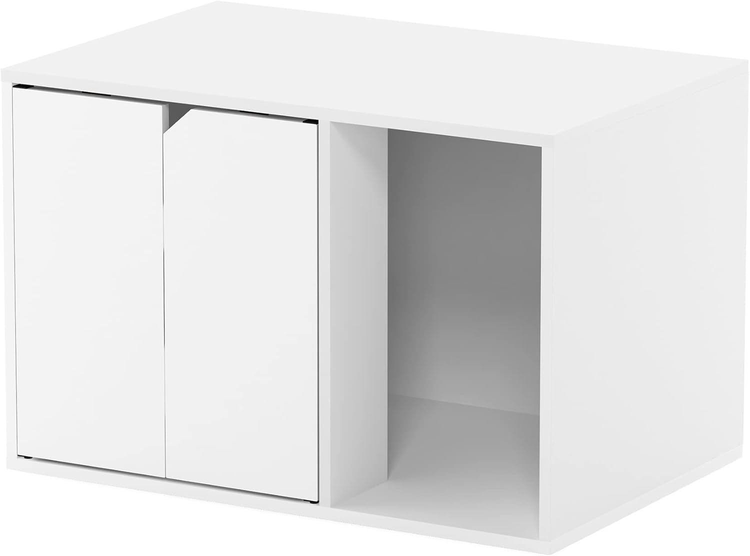 Furinno Peli Small End Table with Litter Box Enclosure, Solid White