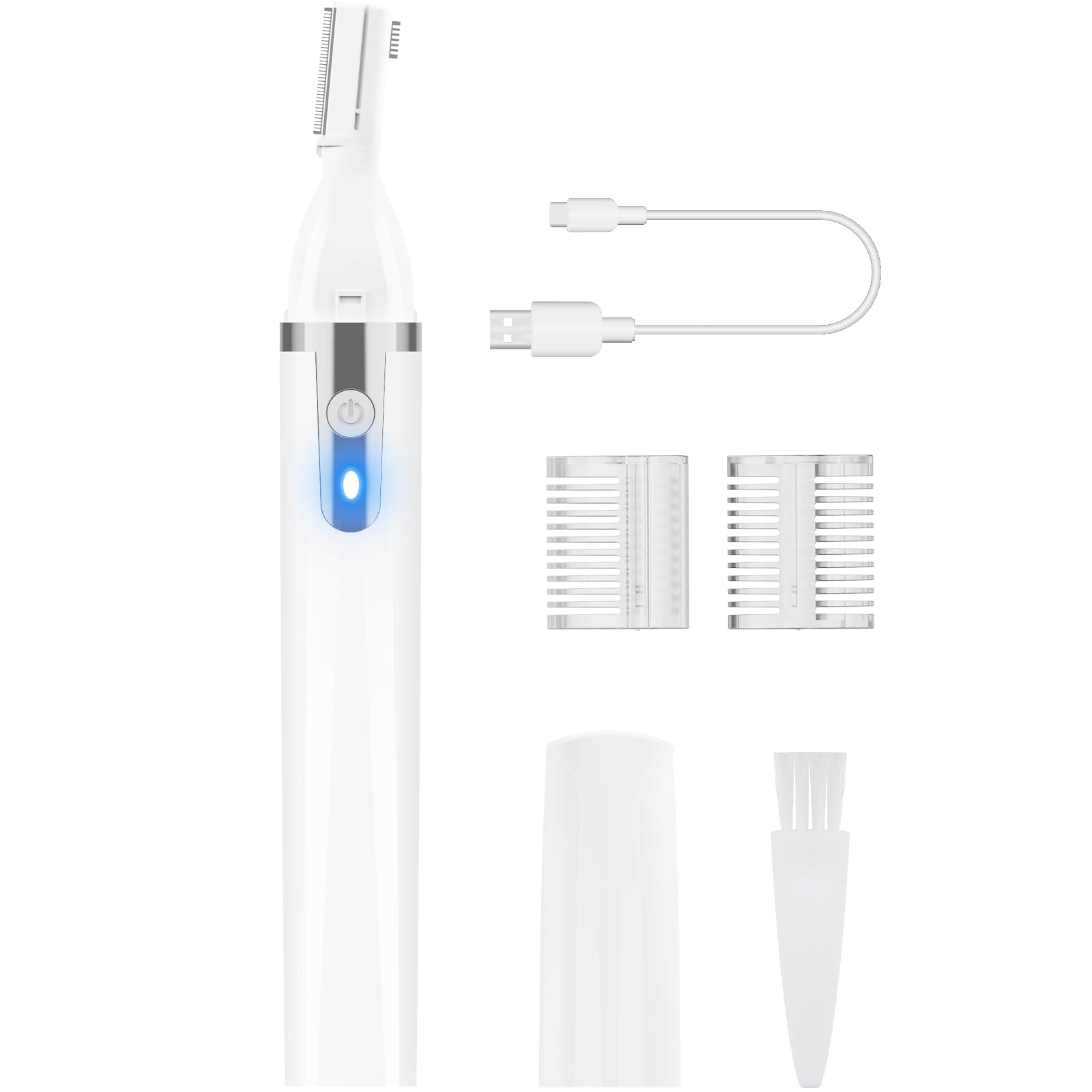 Dapsang Eyebrow Trimmer Electric Eyebrow Razor, Rechargeable Facial Hair Shaver Painless Detail Trimmer with Rinseable Blade for Face Beard Neck (