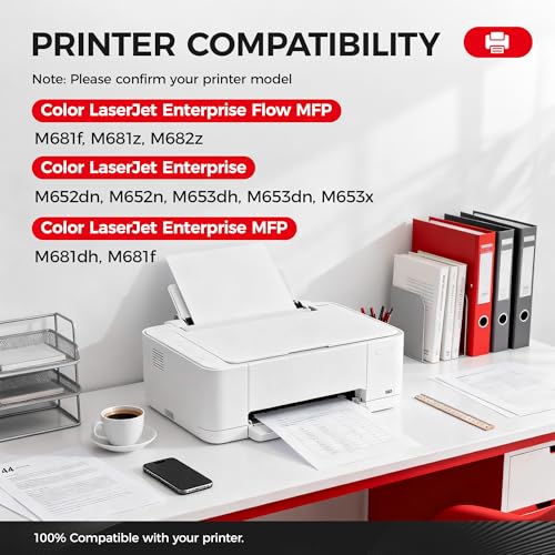 Image of 655A Toner Cartridge 4-Pack Replacement for HP 655A CF450A CF451A CF452A CF453A Compatible with HP Color LaserJet Enterprise M652dn M652n M653dh M653dn M653x MFP M681dh M681f M681z M682z Printer Ink