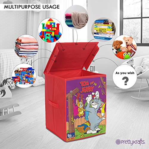 Image of Superman Rectangular Foldable Laundry Toy Organizer & Storage Box with Top Lid (Large, Blue- SBB SM1) & Tom & Jerry Toys Organizer Storage Box with Top Lid for Baby Boy's and Baby Girl's - Red