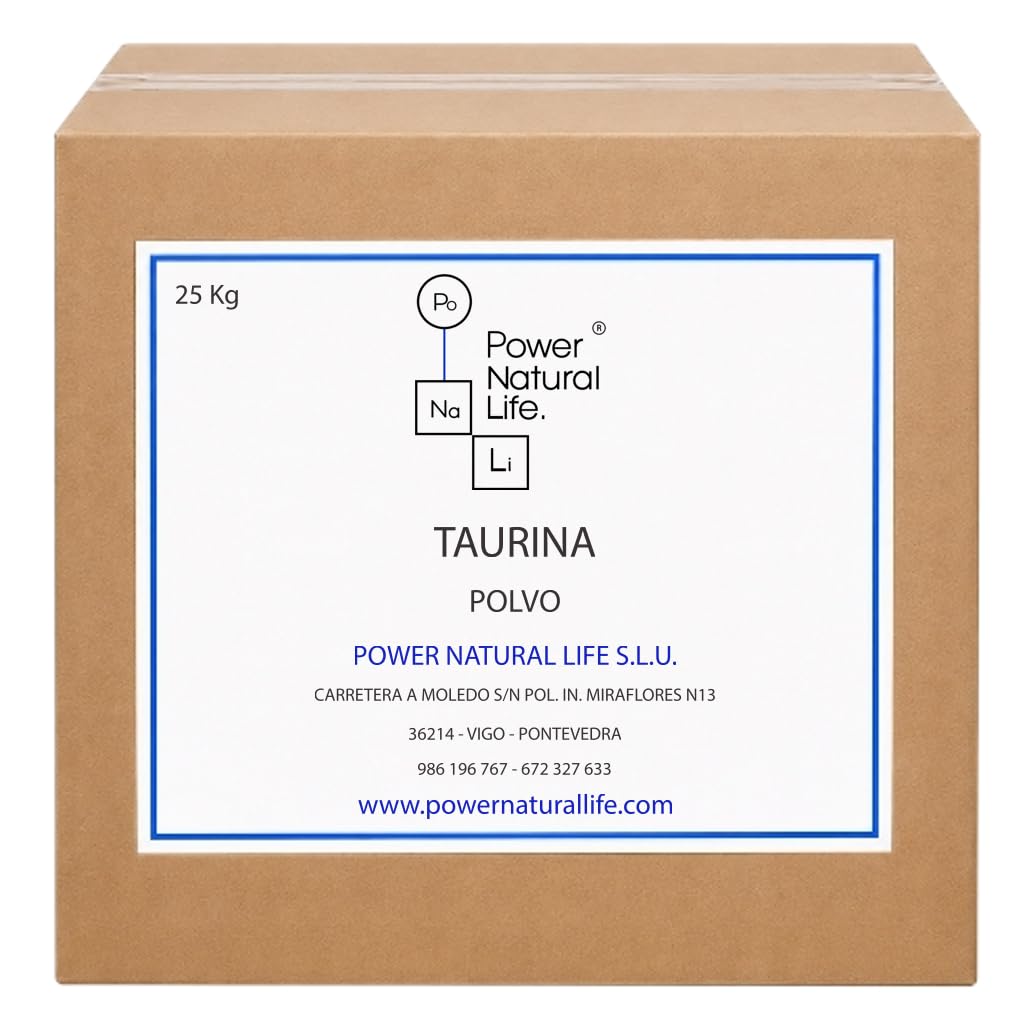 Taurina en Polvo | Power Natural Life | Caja 25 kg | Uso Alimentario, Técnico e Industrial | Aminoácido para Formulación | Materia Prima