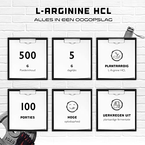 L-Arginine HCL - 500 g - L-Arginine Hydrochloride - Premium: plantaardige L-Arginine HCL - Optimale oplosbaarheid - Puur… - Image 4