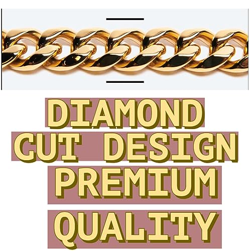 Image of Golden Heavy Weight Diamond Cut (Medium) Dog Gold Chain 160 cm (Golden)
