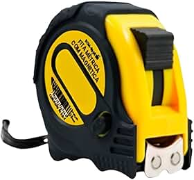 Trena Métrica Profissional, 10m, Fita de Aço 25mm, Carcaça Emborrachada Amarela/Preta, Sistema com 3 Travas, Dimensões 9x9cm, para Construção e Marcenaria