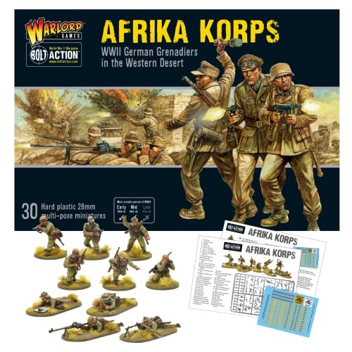 Wargames Delivered Bolt Action Miniatures - Afrika Korps Troop Set, World War 2 Miniatures, 28mm Scale Action Figures Army Men for Miniature War Game by Warlord Games