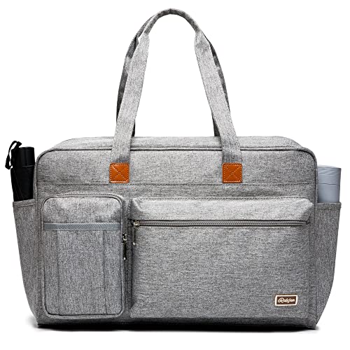 Rabjen Diaper Bag Tote, Large Travel Multifunction Baby Bag with Insulated Pockets Padded Sleeve for up to 15.7ââ Laptop