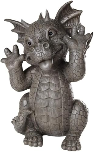 Pacific Giftware Exhibición de jardín de dragón burlándose del dragón de jardín, escultura decorativa con acabado de piedra, 10 pulgadas de alto