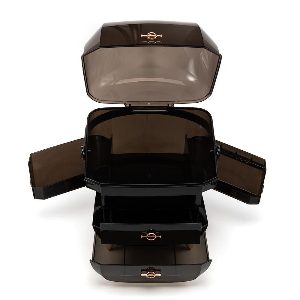 Organizador de Maquillaje,Caja de Almacenaje Organizador de Cosméticos Joyería Lápices de Labios Caja Organizadora Cuidado de la Piel Organizadores para Cómoda (Negro)