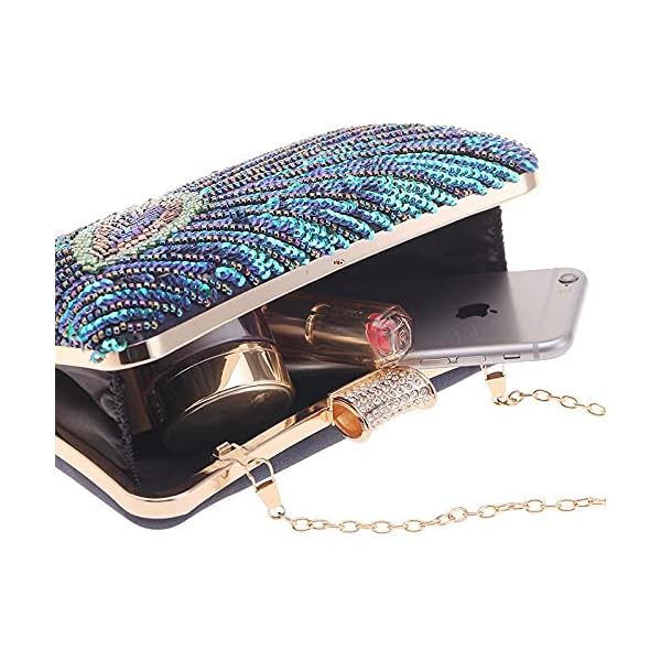 BWKUNOLF Beaded Sequin Peacock Evening Clutch Bags Party Wedding Purse - Image 7