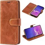 Mulbess Handytasche für Samsung Galaxy S10 Lite Hülle, Ledertasche mit Bookstyle, Standfunktion, Kartenfächern Handyhülle, Vintage Cognac Braun