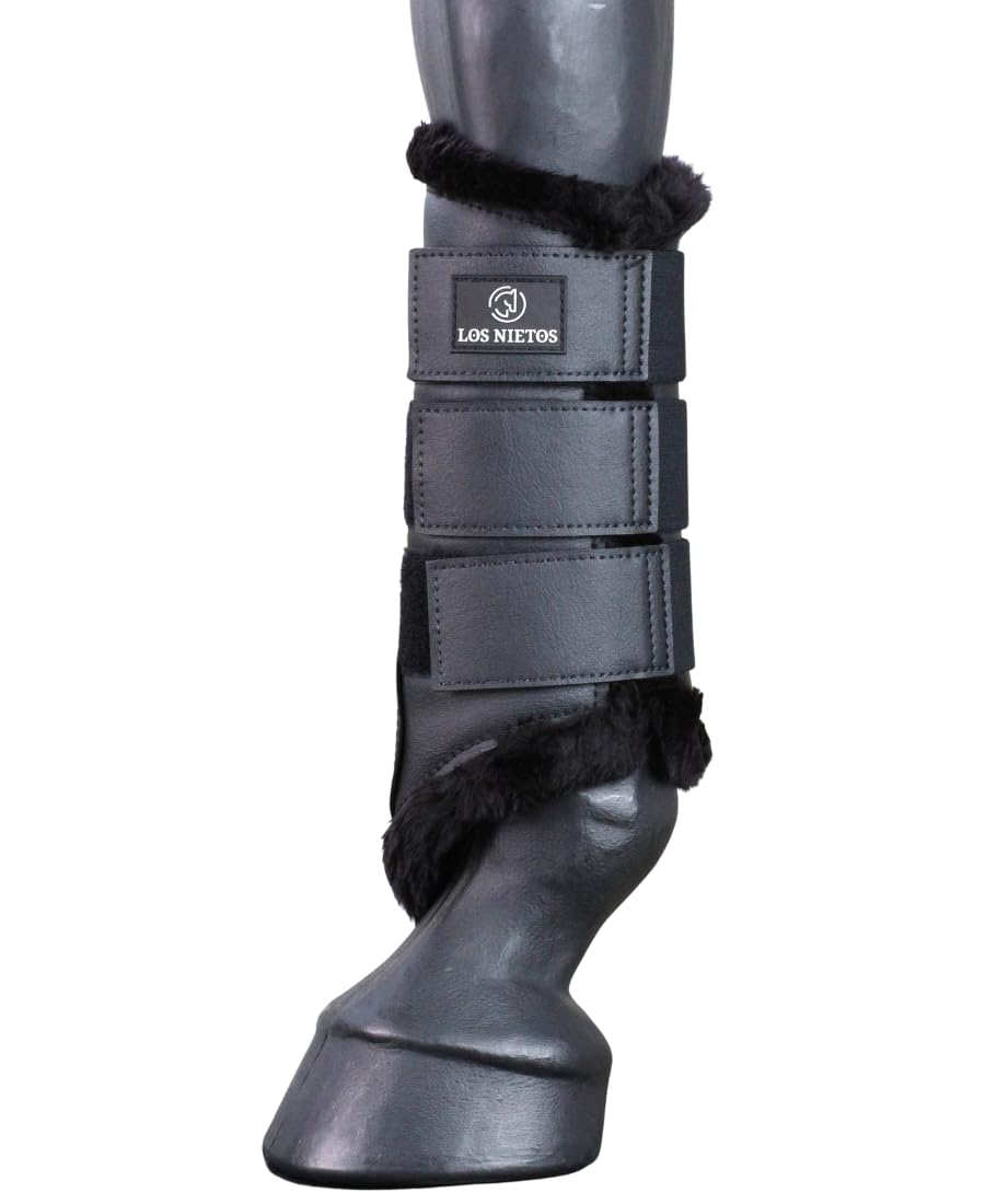 Protector De Borrego Los Nietos Dressage | Set de un par | Talla L | Color Negro | Equipamiento para el caballo | Producto de Guarnicionería | Tradición artesana | Los Nietos