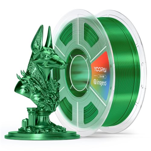 YOOPAI Green Silk PLA Filament 1.75mm, Luxury Chrome-Like Mirror Shine, Premium Silk Smooth Finish, Reliable Consistent Printing 3D Printer Filament, 1kg Spool(2.2lbs)