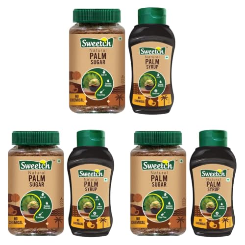 Image of Sweetch Natural Palm Sugar 350 gm + Palm Syrup 400 gm Combo Healthy Replacement for Sugar, Contain Minerals, Low GI, No Chemical & Free Flow | For Milk, Cookies, Milkshakes | Natural Sweetener