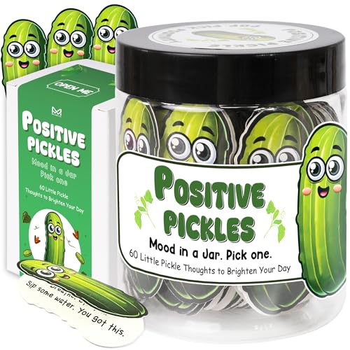 Emotional Supports Pickle Jar, 60 Positive Pickle Affirmation Cards for Women, Birthday Gifts for Women, Back to School Gifts, White Elephant Gifts, Teen Girl Gifts Trendy Stuff