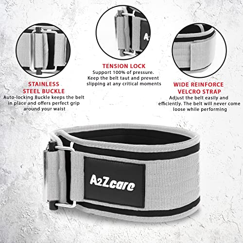 A2Zcare Weight Lifting Belt - 4 Inch Neoprene Workout Belt - Self-Locking Weight Lifting Belt For Lower Back Support, Weightlifting, Olympic Powerlifting, Squat -Deadlift Training Belt #TOP3