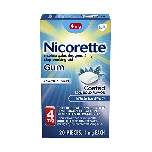 Nicorette 4mg Nicotine Gum to Quit Smoking - White Ice Mint Flavored Stop Smoking Aid, 20 Count