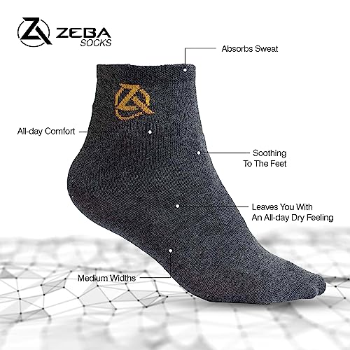 ZEBA Mini-Crew Socks for Men - Gray (6-pack)3