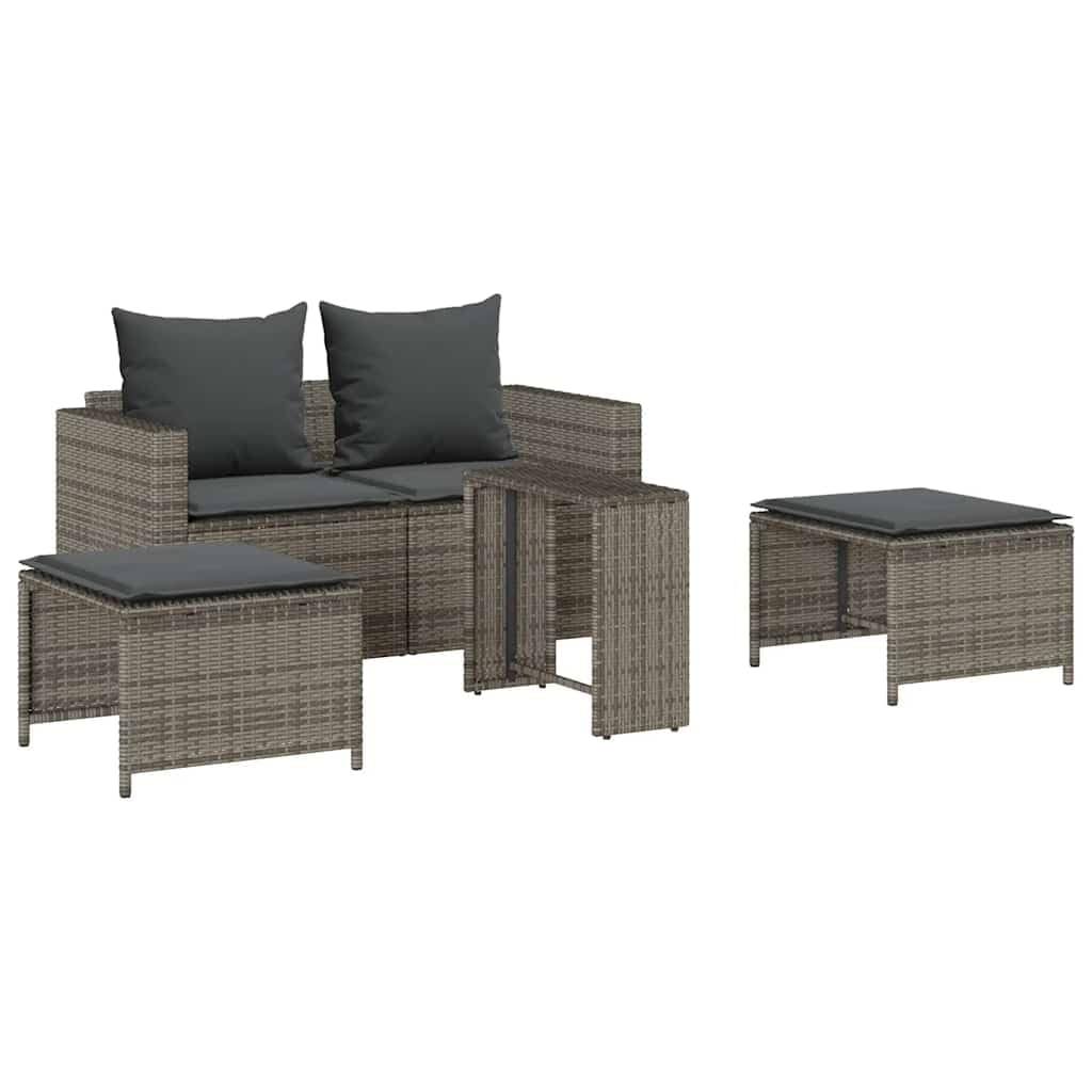 vidaXL Set de Muebles de jardín 5 pzas y Cojines apilables Gris, Conjunto de sofás de jardín, Conjunto de sofás de Exterior, Conjunto de salón de jardín