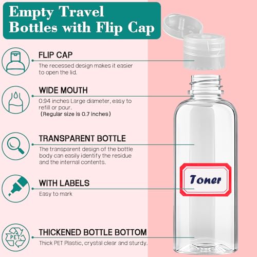 100pcs Empty 3.4 oz Travel Bottles with Flip Cap Tsa Approved Leakproof Plastic Squeeze Small Shampoo Bottles for Toiletries Liquids Travel Essentials Containers for Lotion, Party favors, Bulk Gifting3