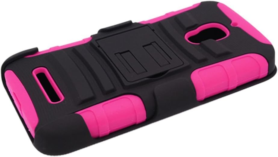 Eagle Cell Alcatel One Touch Fierce Hybrid Skin Case with Stand and Holster - Retail Packaging - Hot Pink/Black