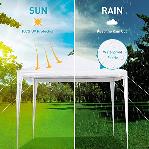10'X10' Outdoor Party Tent, Small Wedding Birthday Tents For Parties, White Canopy Tent With 3 Removable Sidewalls & Transparent Windows, Outside Gazebo Event Tent For Garden, Patio And Backyard #TOP2