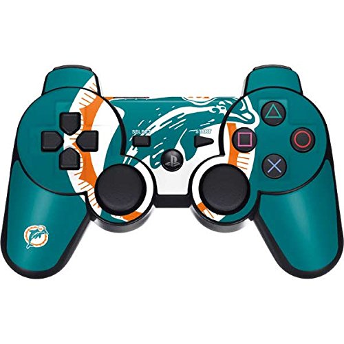 Skinit Decal Gaming Skin Compatible with PS3 Dual Shock Wireless Controller - Officially Licensed NFL Miami Dolphins Retro Logo Design