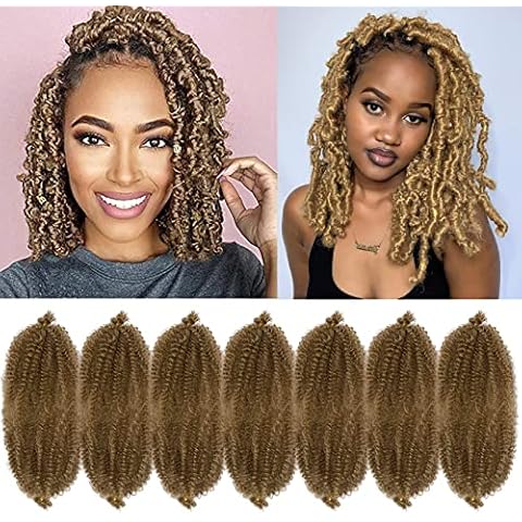 Marley Twist Braiding Hair 14 Inch 7 Packs Cuban Twist Hair Springy Afro Twist Hair Marley Hair for Soft Faux Locs Crochet Hair Pre Separated Spring Twist Hair Kinky Twist Hair for Braiding (27#) Cover