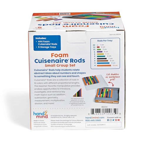 Image of hand2mind Foam Cuisenaire Rods Small Group Set, Teaching Fraction Bars, Montessori Math Manipulatives, Math Teacher Must Haves Elementary, Kindergarten Homeschool Supplies (6 Sets of 74)