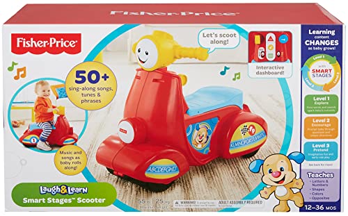 Fisher-Price Laugh & Learn Toddler Ride-On, Smart Stages Scooter, Musical Learning Toy With Motion-Activated Songs For Ages 1+ Years #TOP5