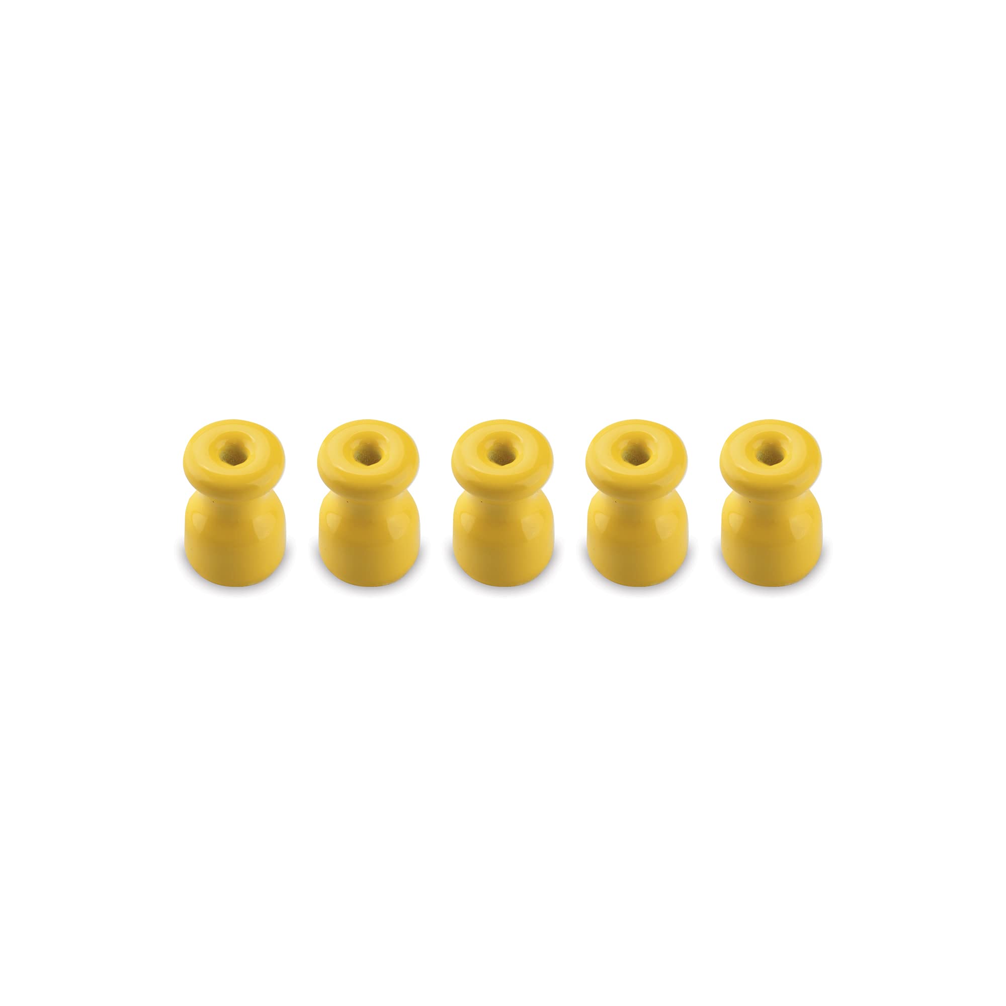 Amarcords - Cable clamp with screws and plugs. 5 vintage colored porcelain insulators for color wall braid cable installations YELLOW