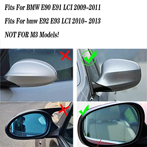 KYYET Gloss Black Compatible with BMW 3 Series E90 E91 2009-2011/ E92 E93 2011-2013 LCI M3 Style Side Wing Mirror Cover Caps by KYYET - Image 3