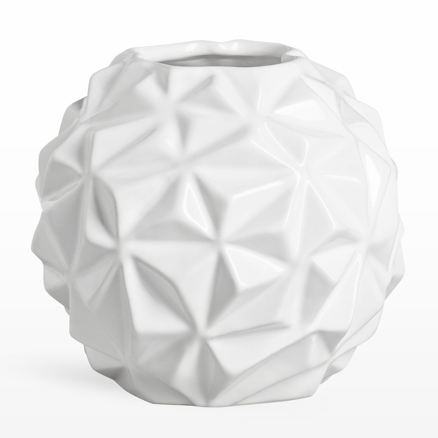 Torre & Tagus Ball Vase, Ceramic, White, S