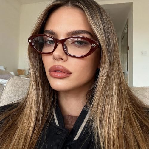 Image of boten Cat Eye Blue Light Blocking Glasses for Women Men Small Oval Eyeglasses Anti Glare Nerd Eyewear