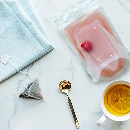 C Crystal Lemon 100Pcs Drink Pouches For Adults With Straw Smoothie Bags Juice Pouches With 100 Drink Straws, Heavy Duty Hand-Held Translucent Reclosable Ice Drink Pouches Bag #TOP4